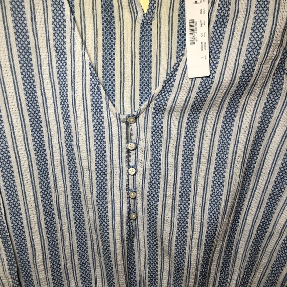 J. Crew Romper short Cotton Blue White Stripe Vacation Beach size L - Picture 7 of 11